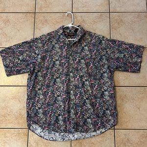 Vintage TANGO Floral Button‎ Down Short Sleeve, Sz XL